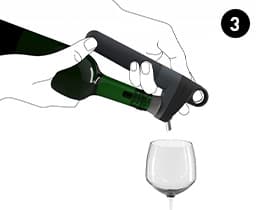Pivot System on bottle being tipped over a wine glass.